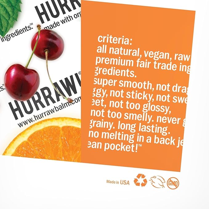 Hurraw! Chocolate Lip Balm, 2 Pack: Organic, Certified Vegan, Cruelty and Gluten Free. Non-GMO, 100% Natural Ingredients. Bee, Shea, Soy and Palm Free. Made in USA