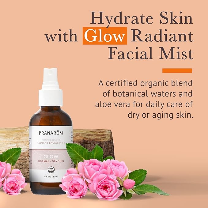 Facial Mist (4oz / 120ml) - 100% Pure & Natural Essential Oil Facial Mist for Dry Skin Hydration & Toning (Glow (Dry Skin))