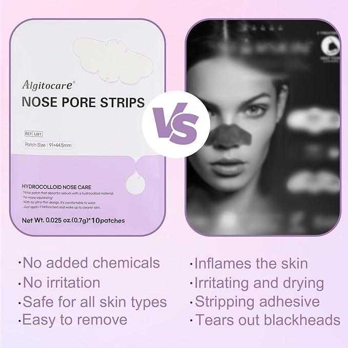 Nose Pore Strips - Hydrocolloid Patches for Pores and Pimples, Blackhead Remover for overnight, Nose & Face cleaner (10 count)