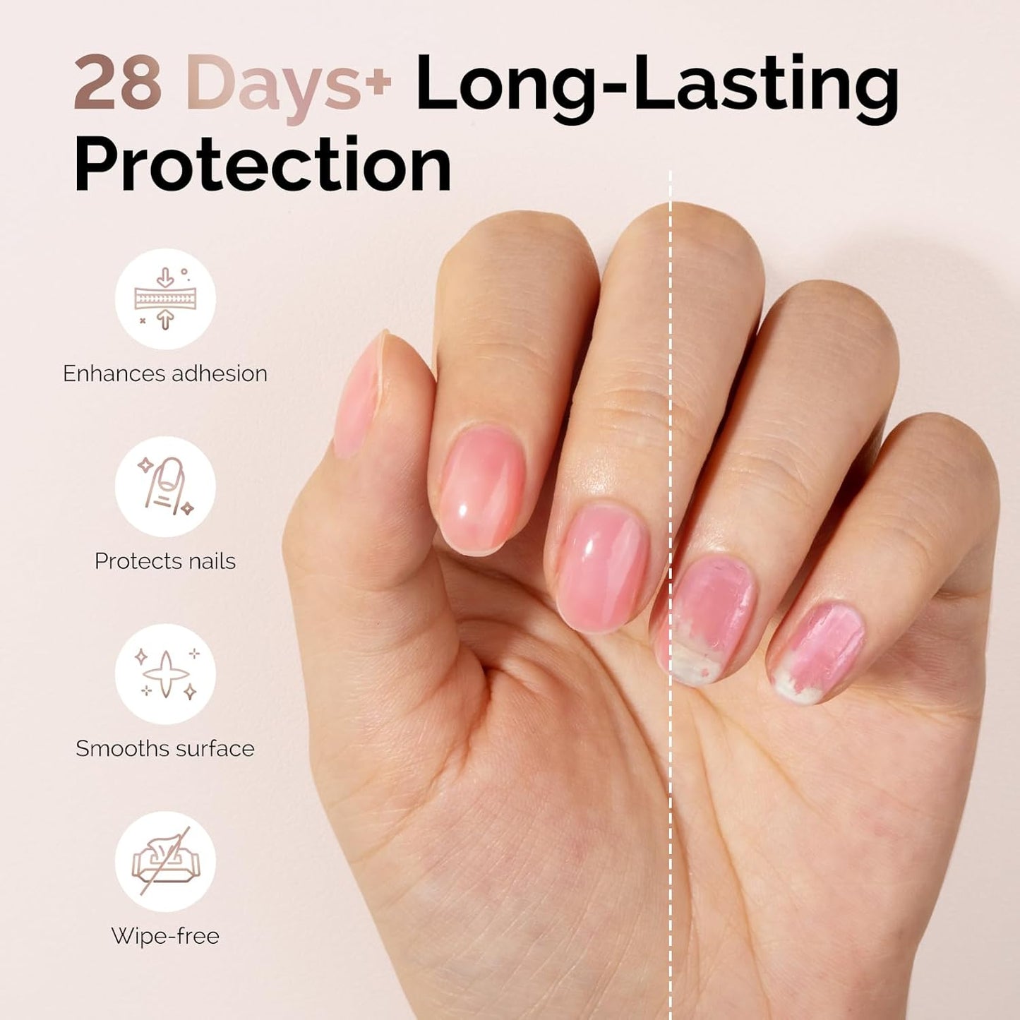 MelodySusie Hema Free Gel Base Coat,Hema Free,Hpma Free,Tpo Free,No Wipe,Soak off UV LED Drying,Long Lasting Gloss Shiny 15ML