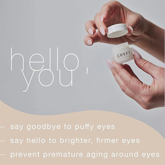 CRVFT Under Eye Cream | Brighten Dark Circles/Reduce the Appearance of Puffy Eyes | Peppermint Scented w/Caffeine | 30-Day Supply [.25 ounces]