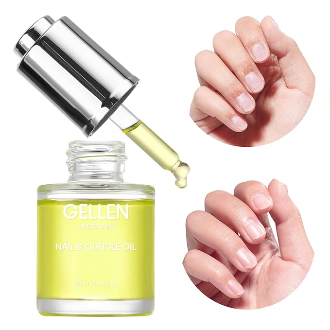 Gellen Nail Oil For Growth and Strength, Vitamin E Nail Cuticle Oil Moisturizer Strengthener Skin Cuticle Nail Care Nourishing Oil for Hydrating, Moisturizing, Strengthening, Repairing, 0.68 Oz