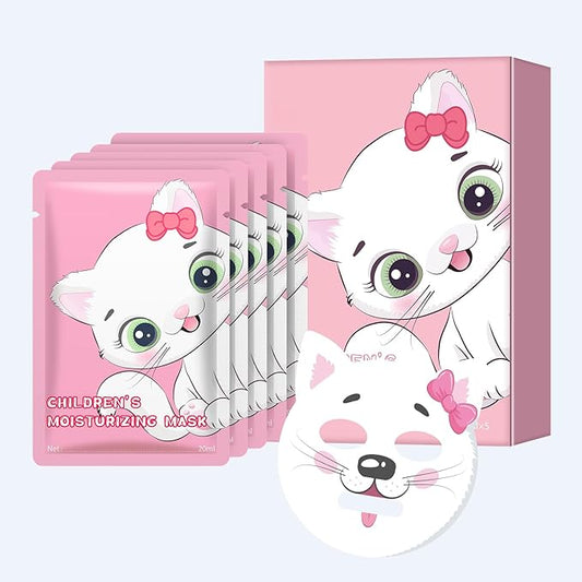 IREV Sheet Mask Skin Care, Animal Character Sheet Masks, Face Mask Skincare, Beauty Facial Mask Spa Face Mask, Soothing Face Sheet Masks, Facial Masks, Moisturizing Face Masks, 5 Pack (Cat)