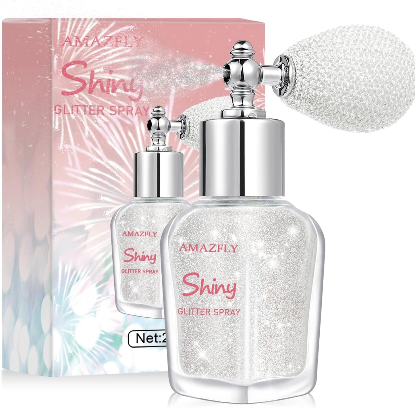 Hair and Body Glitter Spray, Shimmering Powder Sparkle Powder Makeup, Glitter Loose Sparkle Makeup for Body Highlighter,Festival Prom Rave Accessories (Pearl White)