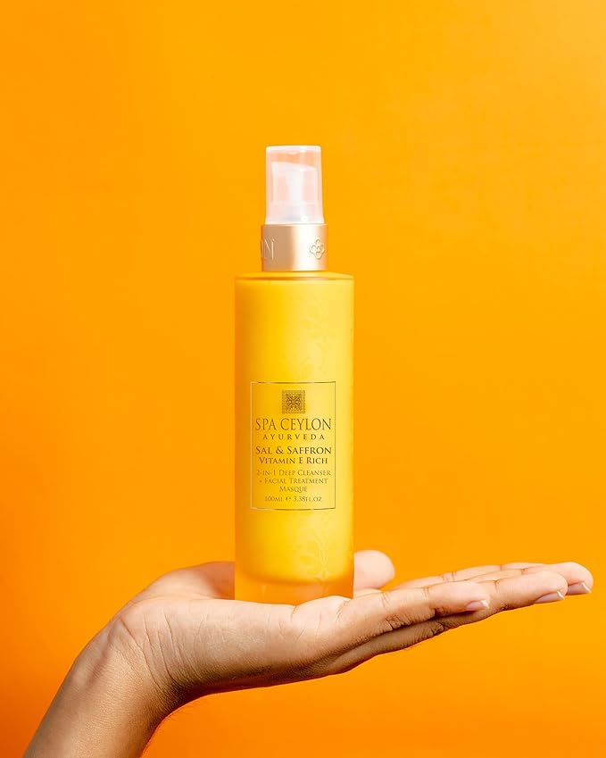 SPA CEYLON Sal and Saffron Vitamin E Enriched 2-In-1 Deep Cleanser + Facial Treatment Masque | Complexion Renewal | Deep Pore Cleansing | Hydrating Masque