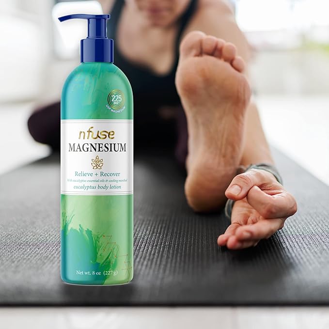 nfuse Magnesium Lotion | 100% Pure Magnesium Chloride USP Grade | Calming Magnesium with Eucalyptus Essential Oils and Menthol (8 oz)