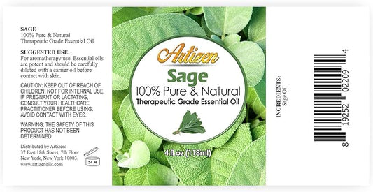Artizen 4oz Oils - Sage Essential Oil - 4 Fluid Ounces