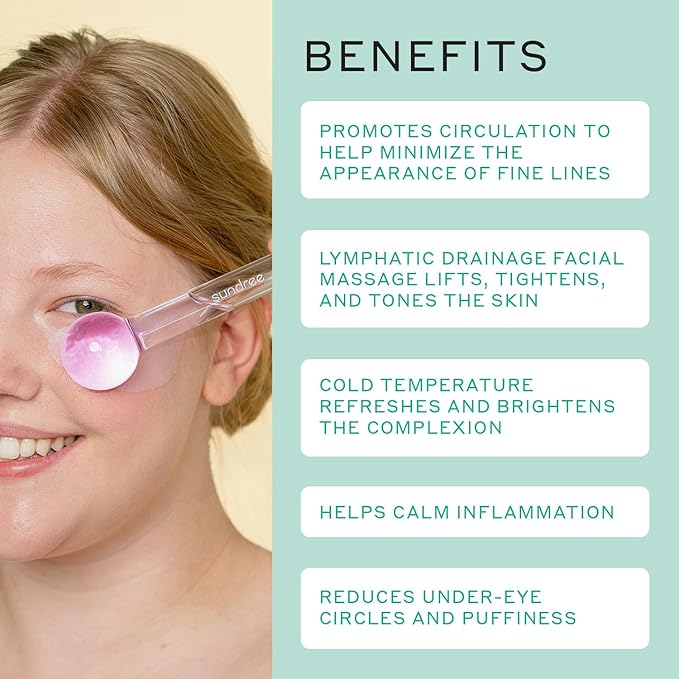 sundree Cooling Facial Ice Globes | Reduce Puffiness | Tighten Skin | Improve Circulation | Freezer Safe | Bundle (2 - Pack) (Clear)