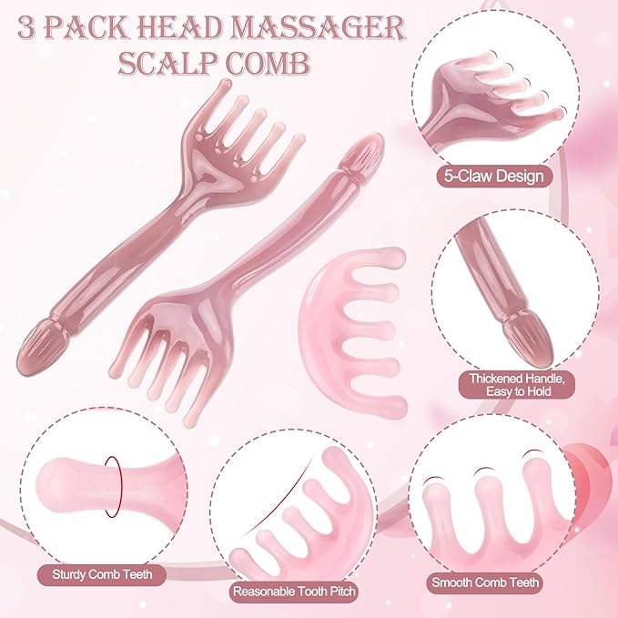 3 Pack Head Massager Scalp Comb Resin Scalp Stress Relax Tool for Birthday, Mother's Day, Father's Day