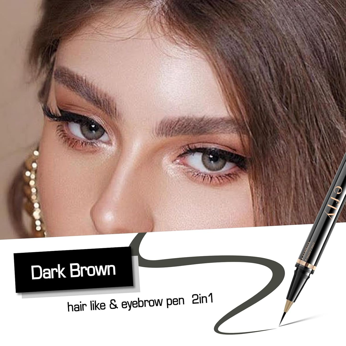 Eyebrow Pencils for Women, Microblading Eyebrow Pen Magical 2-in-1 Dual-Ended Brow Pen with 3D & Precise Brush-Tip Create Natural Hair-Like Brows, Last All-Day(Dark Brown)