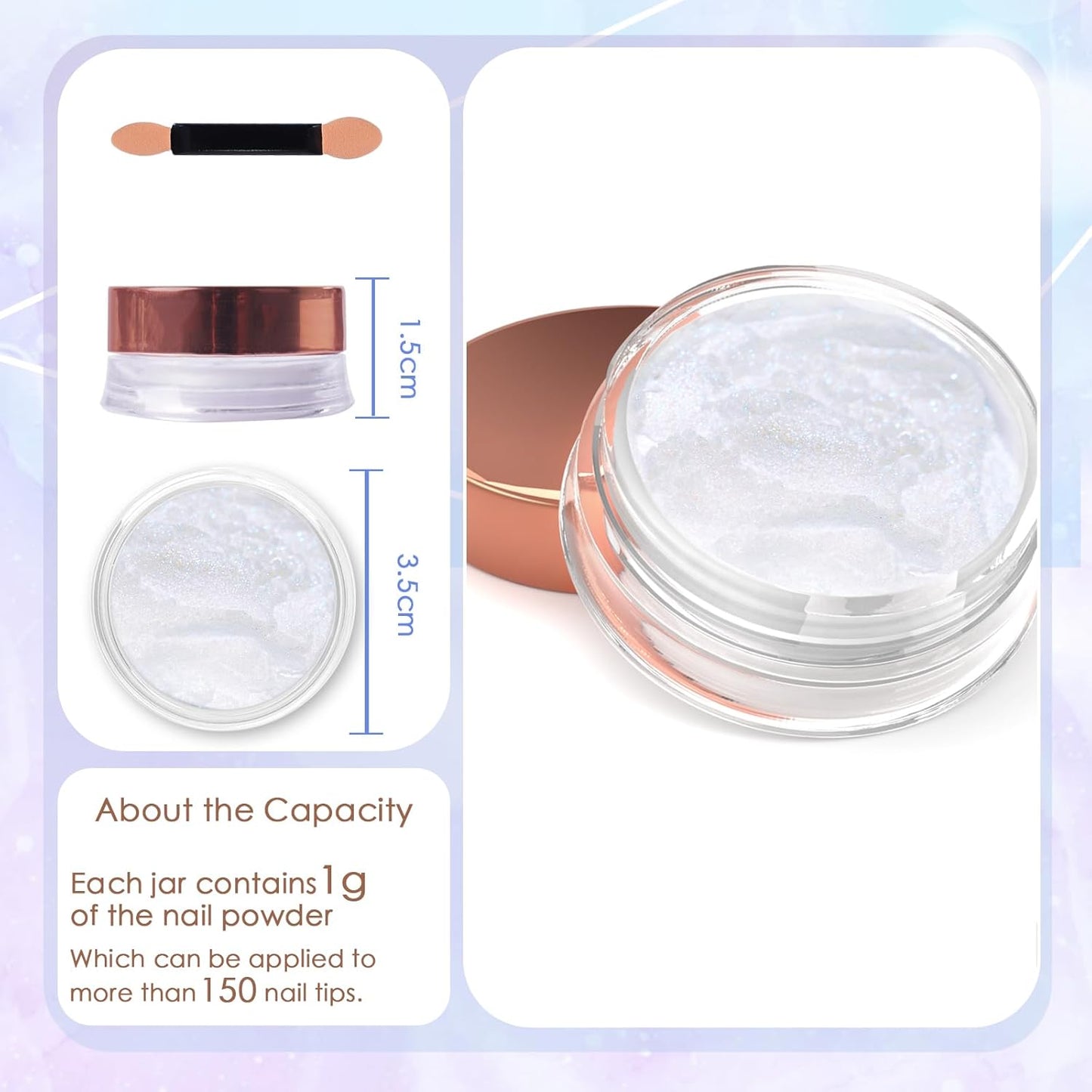 Laza White Chrome Nail Powder Glazed Donut Nails Metallic Effect Pigment Shimmer Pearlescent Mica Powder Iridescent Aurora Nail Glitter Fairy Dust Gel Nail Art Supplies Nail Techs – Pearl Chrome