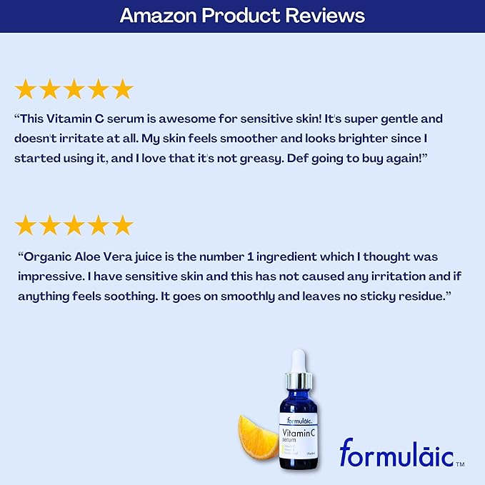 Vitamin C Face Serum with Vitamin E & Ferulic Acid, Skin Brightening Serum, Revitalizes Skin and Evens Skintone, Fragrance Free, 1 Fl Oz