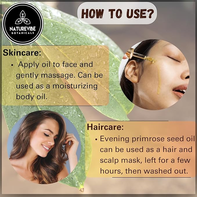 Naturevibe Botanicals Evening Primrose Oil 32 Ounces | 100% Pure and Natural | Great for Skin Care and Hair Care