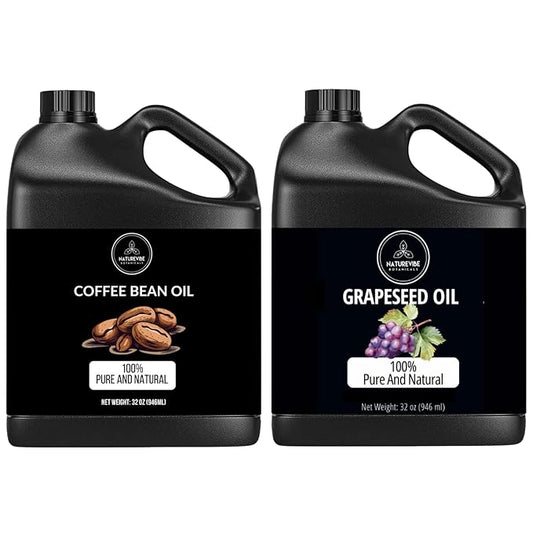 Naturevibe Botanicals Coffee Bean Oil 32oz and Grapeseed Oil 32oz | Oil Combo