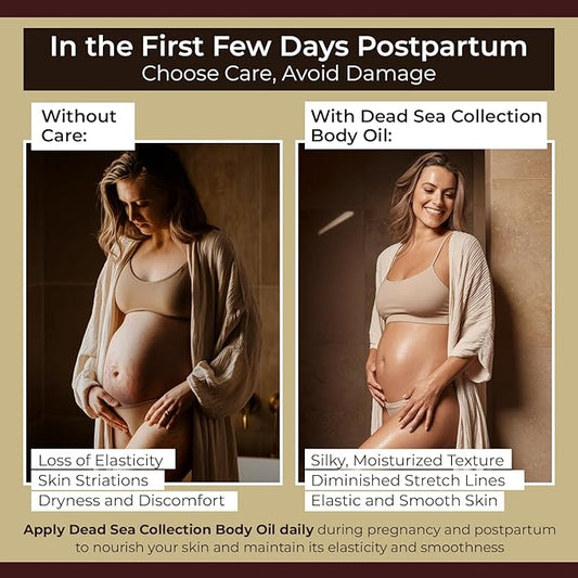 Dead Sea Collection Belly Oil for Pregnant Women - Moisturizing Body Oil with Collagen & Vitamin E - Strengthens Skin and Enhances Elasticity - Pack of 2 (4 Fl. Oz Each)