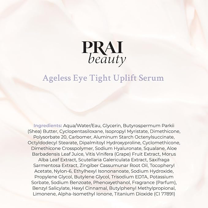 PRAI Beauty Ageless Eye Tight Uplift Serum, Anti-Aging and Hydrating Eye Serum, For Instantly Ageless Brow and Eyelid Area, 0.5 Oz