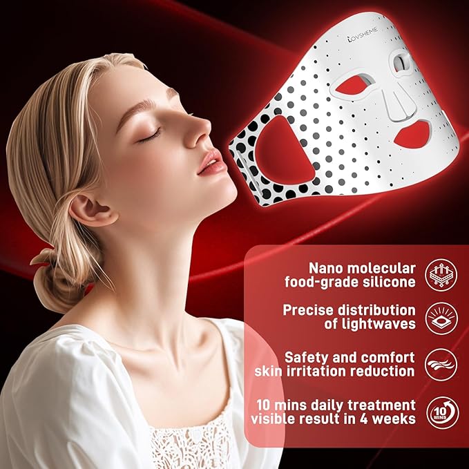 Red Light Therapy Mask for Face - 3 Light Modes, Ultra-Soft Comfort, Precise wavelength, Professional LED Face Mask Light Therapy for Skin Rejuvenation, Anti-Aging & Acne Treatment, Home Use