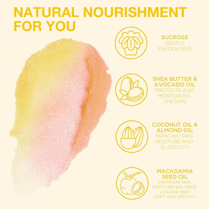 Turmeric Body Scrub, Turmeric Scrub for Private Area, Sugar Scrub for Body, Exfoliating Body Scrub for Smooth and Moisturized Skin, Natural Gifts for Women, 9.52oz