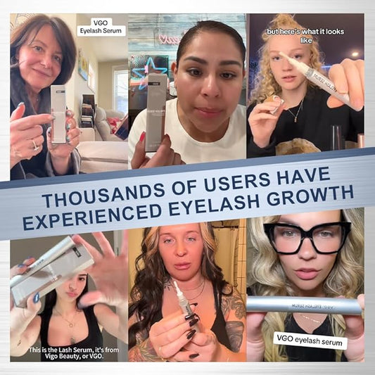 VGO Eyelash Serum - Lash Serum for Eyelash Growth, Clear Effect for Thicker, Longer Lashes with Natural Ingredients - Safe, Gentle & Non-Irritating for All Skin Types.