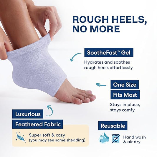 Dr. Frederick's Original Moisturizing Fuzzy Heel Socks - 2 Pairs - Cozy Gel-Lined Sleep Socks for Women & Men - Soothes Dry, Cracked Feet - Heel Repair - Variety Pack