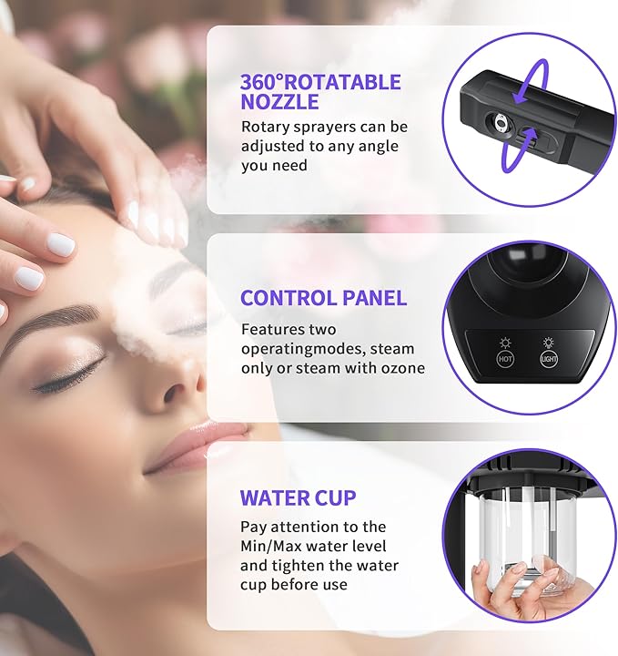 Facial Steamer with Magnifying Lamp, Professional Facial Steamer for Esthetician, 2 in 1 Ozone Steamer for Face Professional, Face Steamer for Facial Deep Cleaning.
