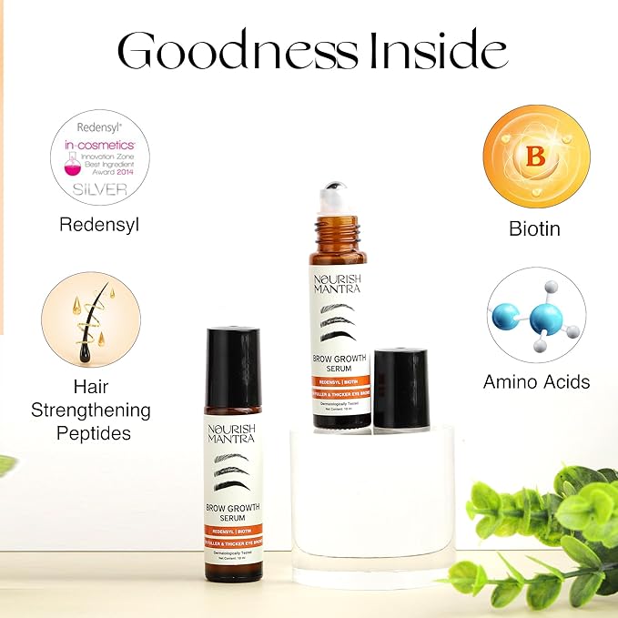 Nourish Mantra Eyebrow Growth Serum | Formulated with Redensyl, Biotin, Peptides & Amino Acids | Natural Eyebrow Serum and Enhancer for Thicker Brows | Brow Enhancing Serum 10 ml