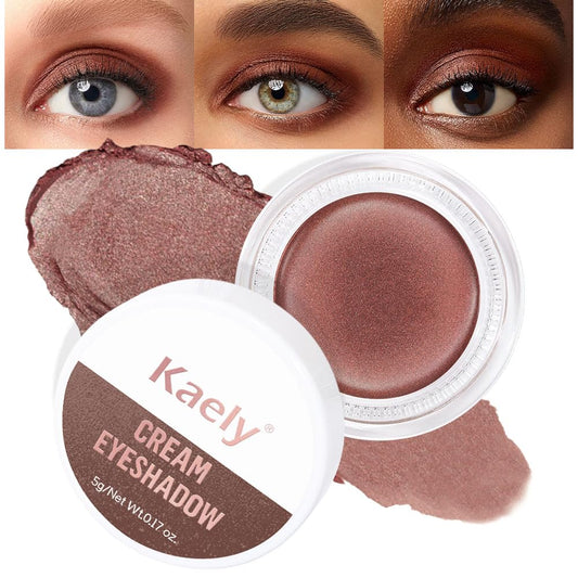 Kaely Single Cream Eyeshadow Pot, Cocoa Shimmer Eye Shadow for Older Women High Pigmented Waterproof, Natural Eyeshadow Palette Makeup Brightener, sombras en crema para ojos, Blendable, 21