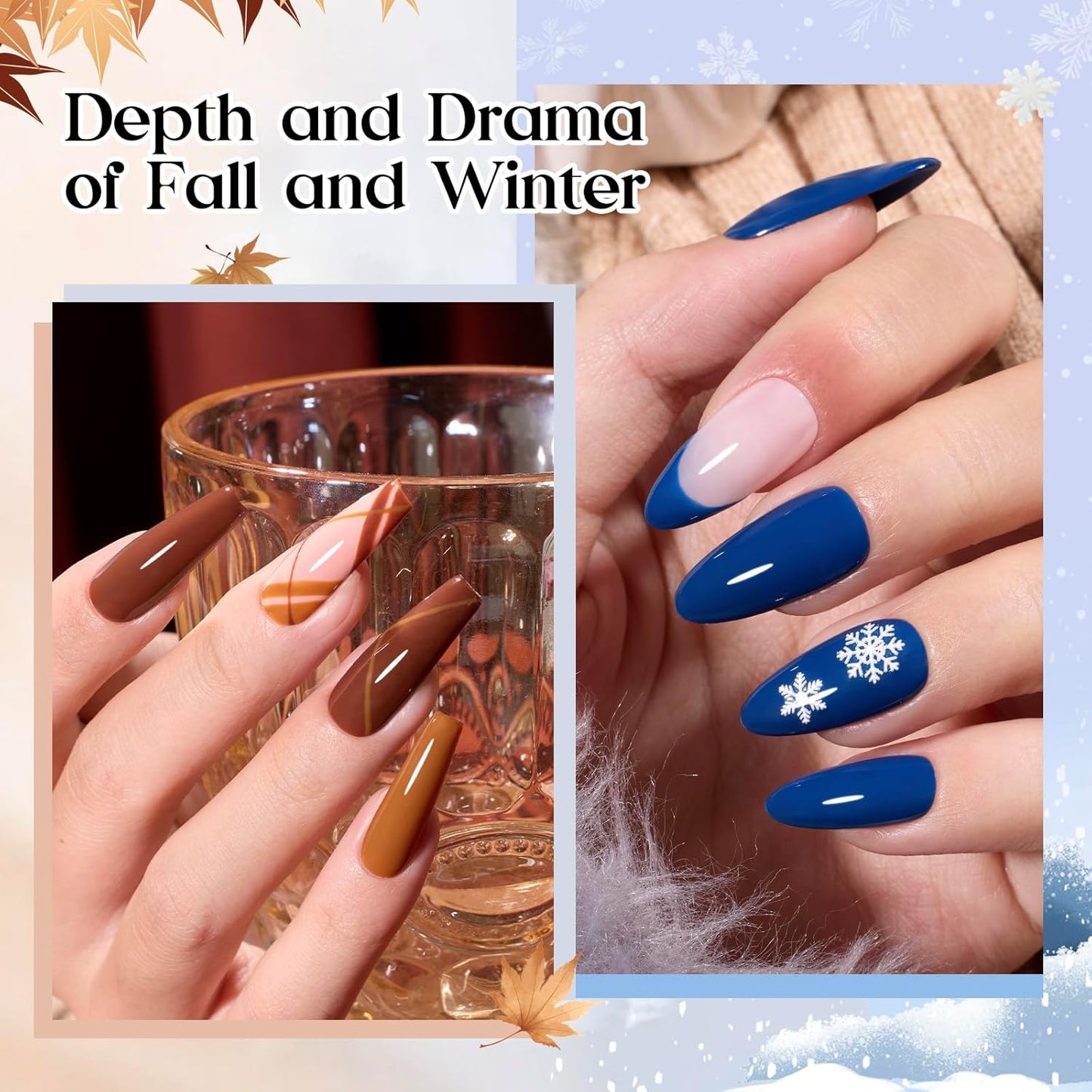 Beetles Gel Nail Polish Seasons Impressions Collection - 25 Colors Uv Gel Nail Kit Brown Burgundy Black White Red Pink Nude Green Purple Blue Glossy Matte Glitter Top Base Coat Gifts for Women