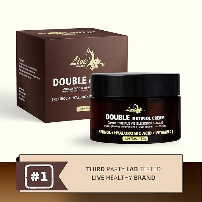 Live Healthy Retinol Cream for Face - Anti Aging, Day & Night, Face Moisturizer - Wrinkle Cream, Neck Creams for Tightening and Firming, Collagen, Hyaluronic Acid, for Men & Women |1.05 fl oz