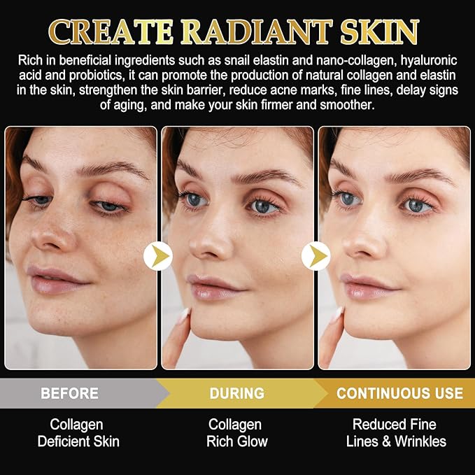 Advanced Snail Mucin Glass Glow Hydroge, Face Masks Skincare 6 EA, Collagen Face Mask, Snail Mucin Sheet Mask, Travel Essentials, Face Masks for Dry, Sensitive Skin, Korean Skin Care