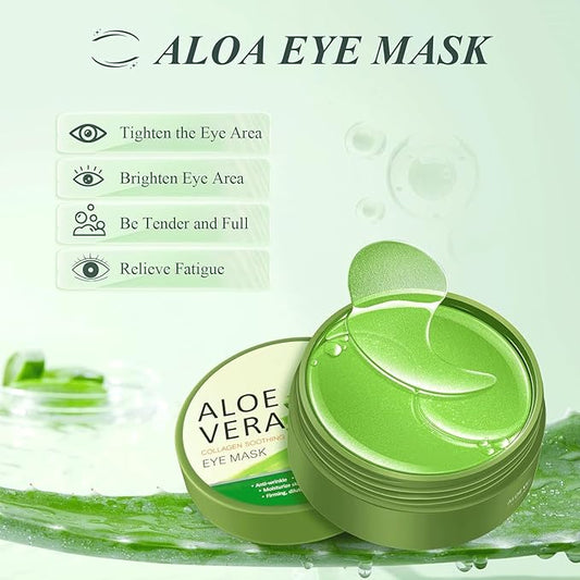 Under Eye Patches, Eye Mask, Eye Patches for Puffy Eyes and Dark Circles - 60 PCS Aloe Vera Under Eye Mask to Reduce Puffiness, Fine Lines, and Wrinkles with Pure Natural Extracts