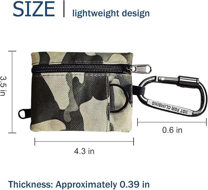 3 Pack Tactical EDC Keychain Pouch with Upgraded D-Ring - Military Mini Molle Utility Organizer for Outdoor, Hiking, Camping, Belt Gear, Zipper Pocket Bag