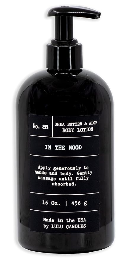 Lulu Candles | In The Mood- Musky Amber & Rose | Moisturizing Body Lotion | Soothing Shea Butter & Aloe | Gentle Lotion Nourishes Dry Skin With Moisture, No Paraben, Dye Free, Non-Greasy - 16 Fl. Oz.