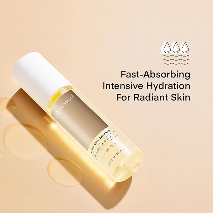 Bean Essence Face Repair Serum: Facial Hydrating & Glowing Botanical Snail Mucin for Glass-Like Skin from Korean Skincare, 1.69 fl. oz / 50mL
