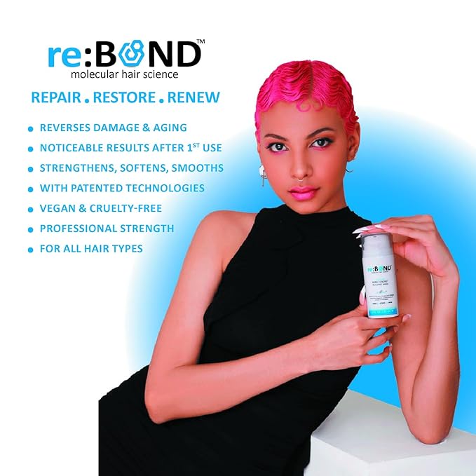 reBOND Leave-in Miracle Bond Building Hair Mask- 4 minute Repair Treatment Deep Conditioning for Bleached, Damaged, Dry, Colored or Frizzy Hair - Set includes: 3oz + .34oz