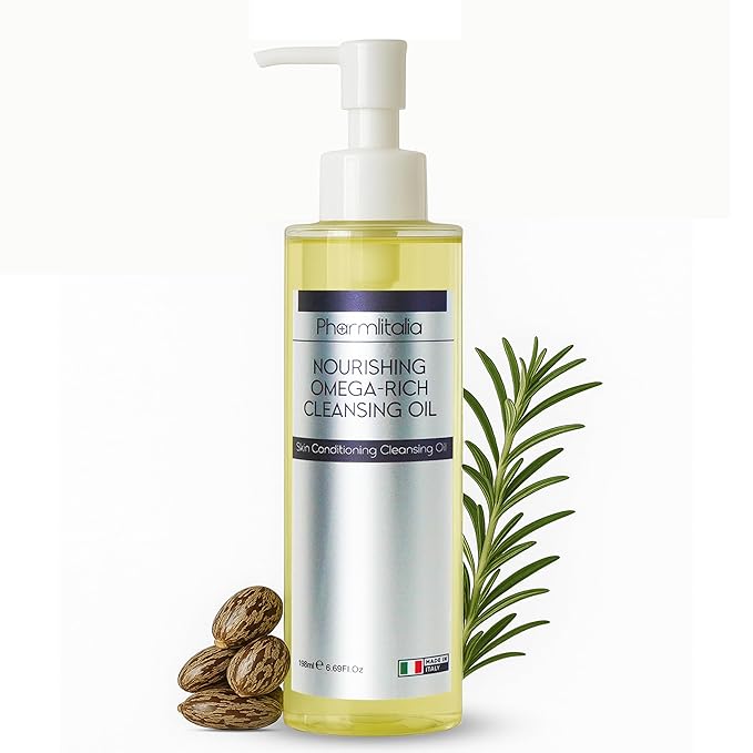Cleansing Oil For Face, Makeup Remover Oil for Dry Skin, Double Cleanser for Sensitive Skin, Cold Pressed Omega Rich Facial Cleanser for Impurities with Castor and Chia Seed