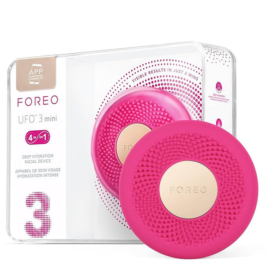 FOREO UFO 3 mini 4-in-1 Face Mask Skincare Device - Face Moisturiser - Anti-Aging - Red Light - Warming - Facial Massage - App-connected - Fuchsia