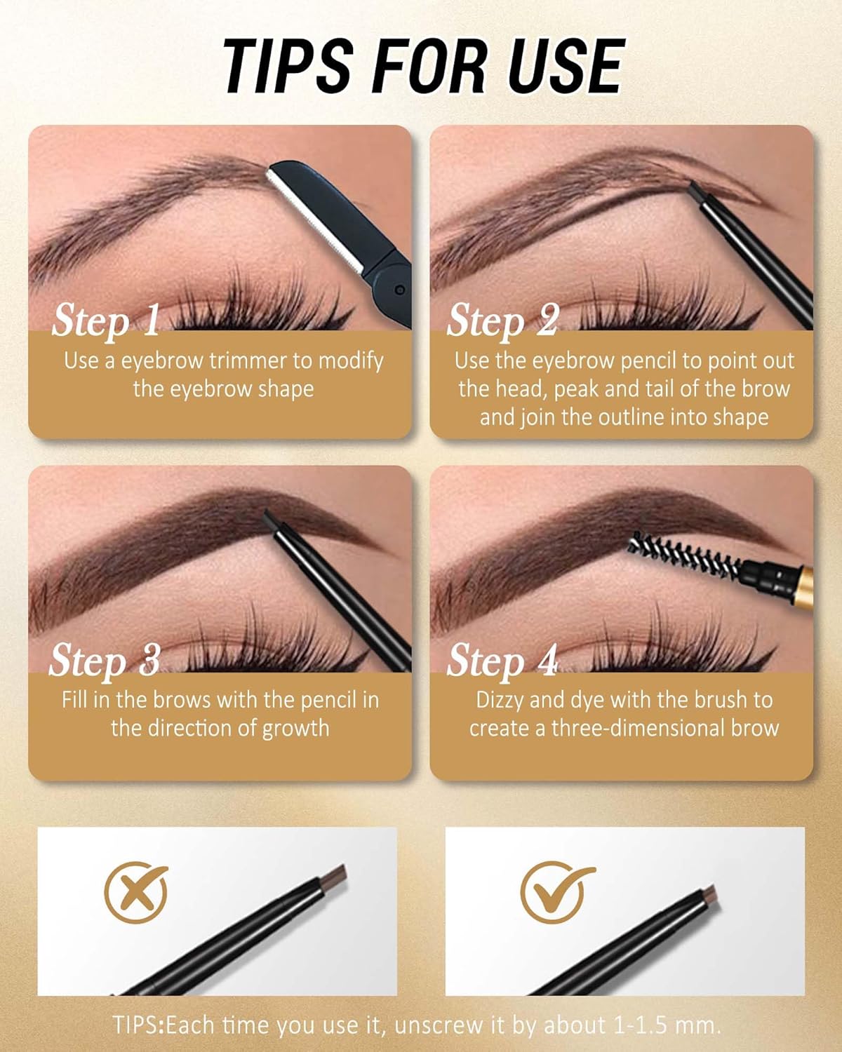 Black Eyebrow Pencil, 12Pcs Black Ultra-Fine Retractable Eye Brow Pencil,Long-Lasting Waterproof Eyebrow Tint Pen Kit for Define Shape and Fill Brow,Thanksgiving Eye Makeup Gift Set for Women Girl-01