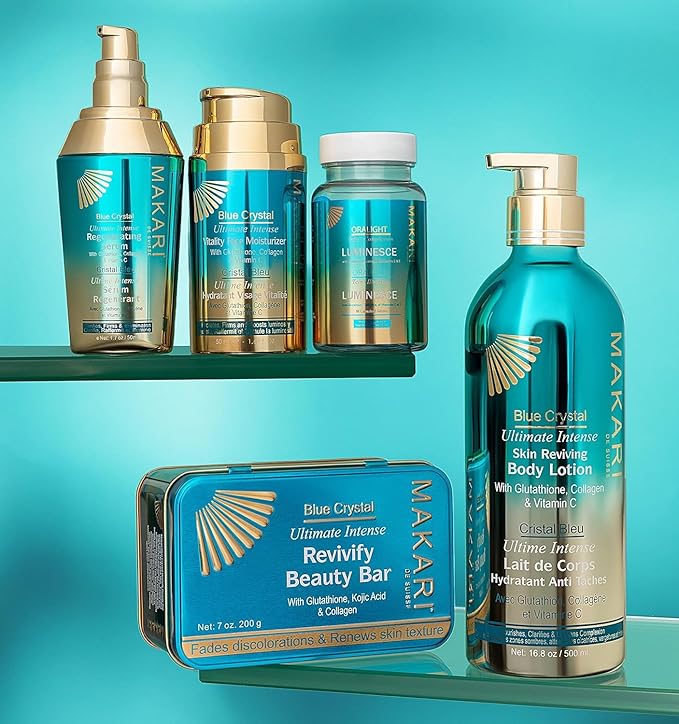 Makari Ultimate Intense Blue Crystal Regenerating Serum 50 ml | Anti-Aging and Hydrating Skin Brightening Serum for Face and Body | Skin Care Product with Glutathione, Collagen, and Vitamin C