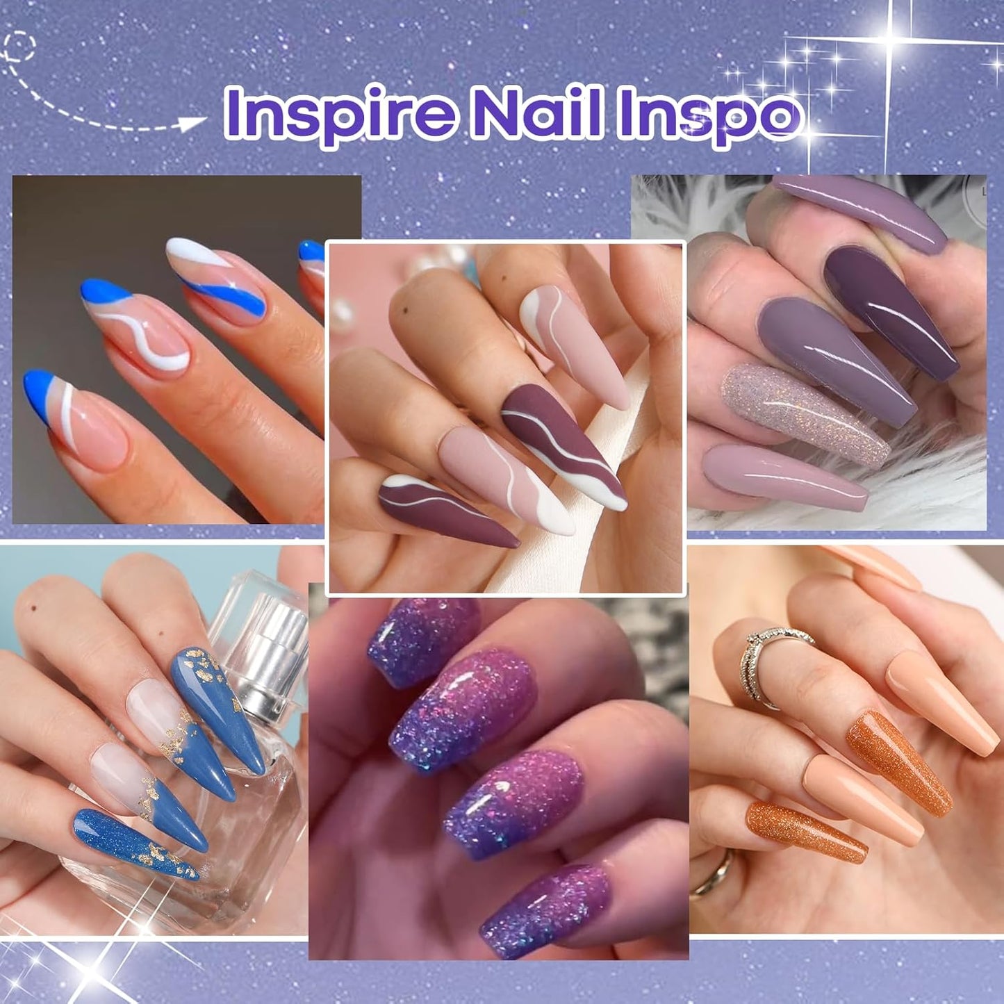 31Pcs Dip Nails Powder Starter Kit, AZUREBEAUTY 20 Colors Purple Blue Glitter Dipping Powder Recycling Tray Liquid Set with Base Top Coat Activator for French Nails Art Manicure DIY Home Salon