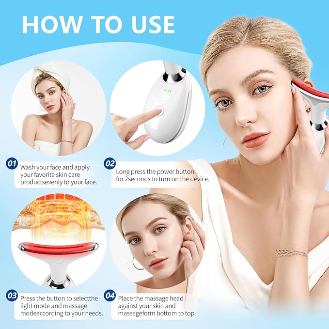 2025New Neck Face Massager, Face Sculpting Tool, 3 Modes and Vibration for Facial Massager for Double - Chin Wrinkle,Daily Home Use (White)