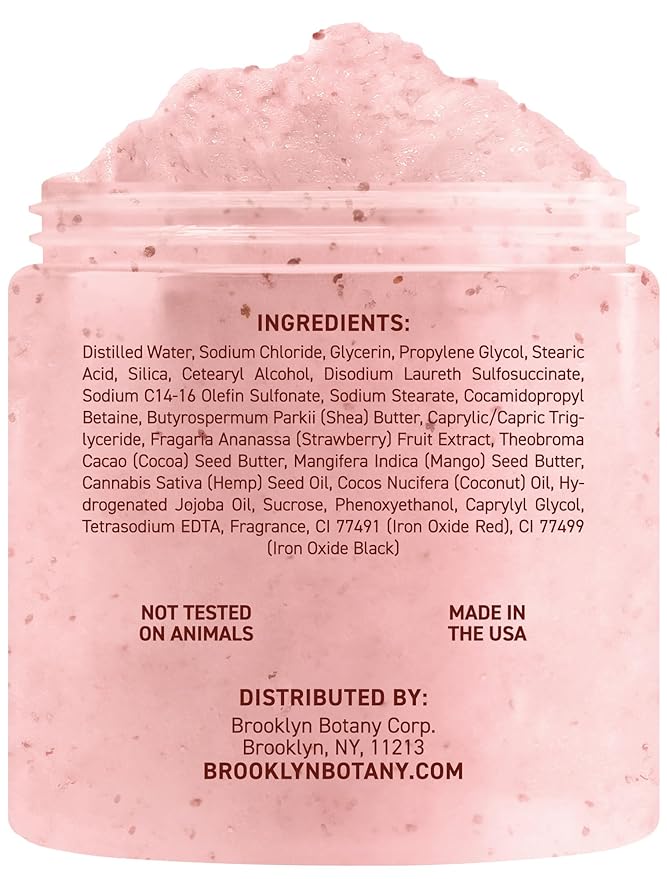 Brooklyn Botany Strawberry Shortcake Body Polish Scrub for Skin Care – Moisturizing and Gently Exfoliating Body Polish for Smoother, Softer and More Even Skin Tone – 10 oz