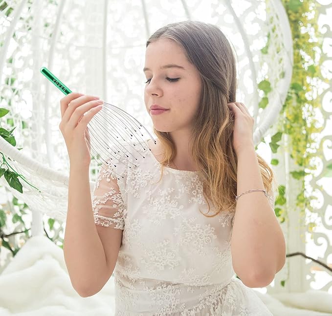 USAGA 28 Fingers Head Scratcher, Head Massager, Scalp Massager for Scalp Body Relaxing (Green)