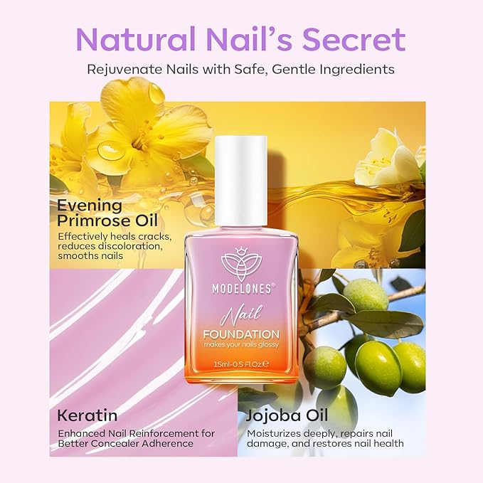 modelones Nail Strengthener Jelly Purple Nail Repair for Damaged Nails Strengthening Polish 15ml Nail Growth and Strengthener Natural Concealer Foundation Nail Care Gifts for Women