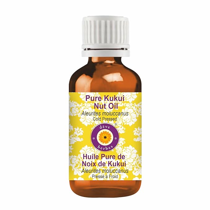 Deve Herbes Pure Kukui Nut Oil (Aleurites moluccanus) Cold Pressed 100ml (3.38 oz)