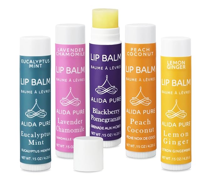 Duet Lip Balm Collection, Vegan Lip Balm Set, Beeswax Free, with Avocado Oil, Organic Jojoba Oil, and Vitamin E, Natural Moisturizer for Dry, Chapped Lips, 5 Tube Set