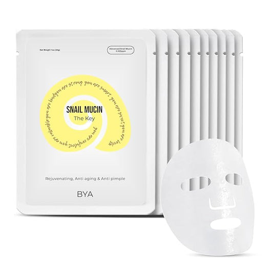 BYA x7 Rejuvenating, Anti aging, Anti pimple, Snail Mucin, Face Masks Skincare, Facial Mask, Face Mask Skin Care, Sheet Mask, Face Mask Set, Face Sheet Masks Skincare, Hydrating Face Masks Sheets