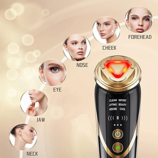 Radio Frequency Facial Machine with EMS - Anti-Aging Skin Tightening Rejuvenation Skin Care Eqipment Home Use,5 in 1 Light Therapy for Wrinkles Lifting High Frequency Face Massager.