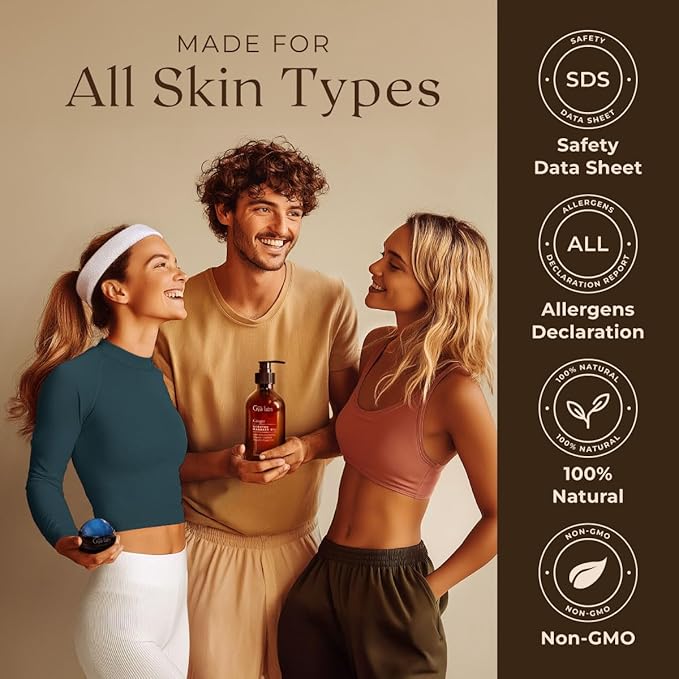 Gya Labs Ginger Massage Oil - 8.45 Fl Oz - 100% Pure Natural for Invigorating Muscle Comfort, Sore Muscle Ginger Massage Oil with Roller Ball for Skin - with Arnica, Vitamin E - Warming and Relaxing