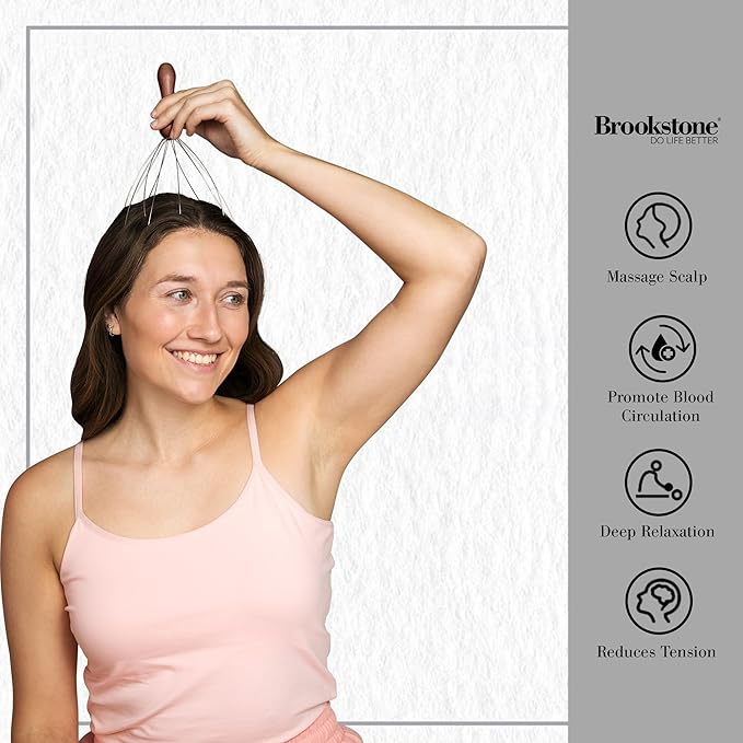 Brookstone Scalp Massager, Head Scratcher Massager Whisk, Relieve Tension and Stress in Your Head and Scalp